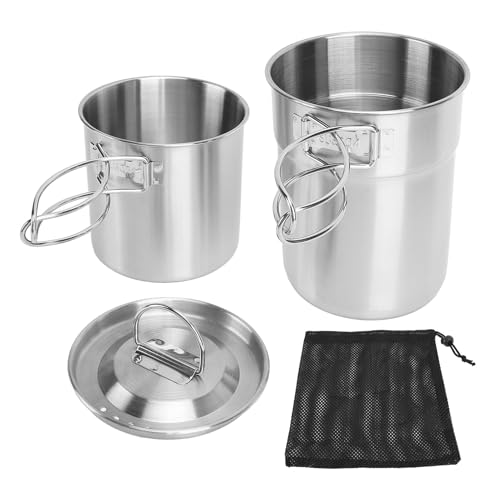 WOHPNLE Foldable Camping Cookware Set, 304 Stainless Steel Outdoor Cooking Set Lightweight Portable Camping Cookware for Hiking, Traveling, And Outdoor Cooking