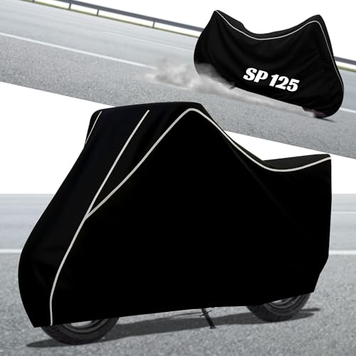 Image of Motorcycle Compatible for SP 125 Bike Body Cover for Outdoor Use - Heavy Fabric Water Resistant Two Wheeler Cover with UV, Dust & Rain Protection