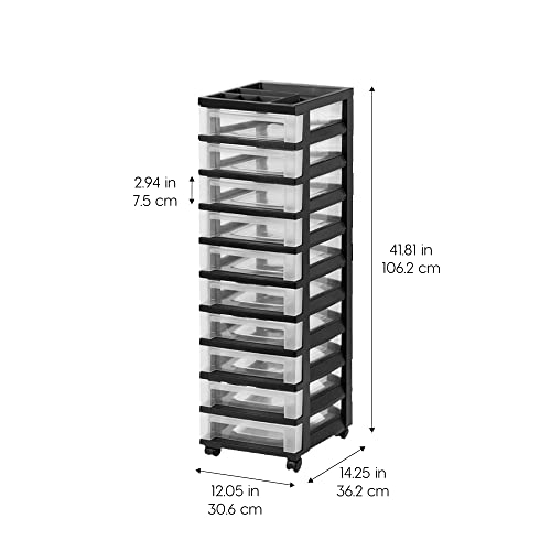 image for IRIS USA Plastic Drawer Storage Organizer Rolling Cart with Wheels Cas