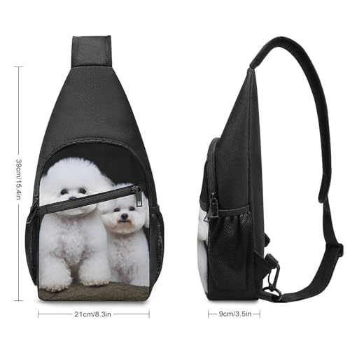 Mochila tipo Sling Bichon Frise para senderismo y uso casual miniatura 2