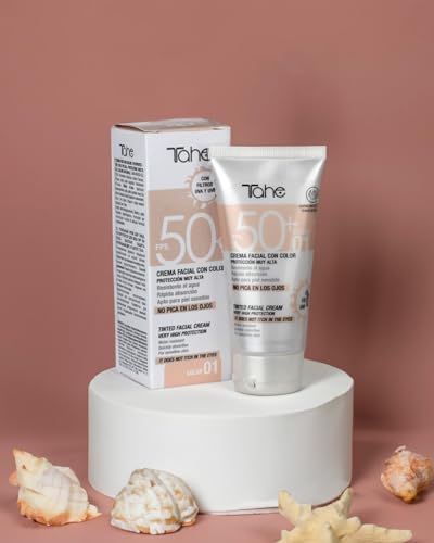 Tahe Sun Protect Crema Facial con Color y Protección Solar 50+, resistente al agua, Color Natural 02, 50 ml - imagen 9