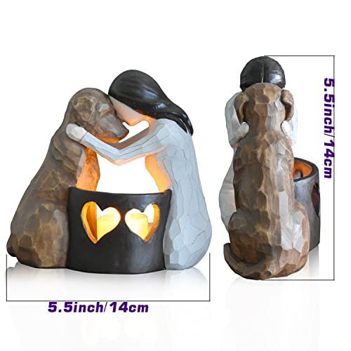 Weslinkeji Dog Memorial Gifts，Pet Loss Gifts，Dogs Passing Away Sympathy Gift，Remembrance Gift ，Dog Lovers Candle Holder Statue With Led Candle #TOP2
