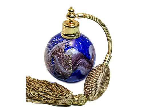 Alice-Aliya Vintage perfume crystal glass Bottle with Gold Bulb Atomizer Sprayer.