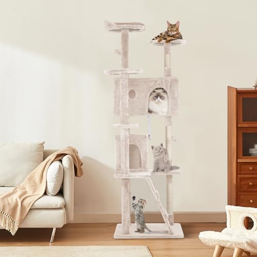 Dopinmin Torre para Gatos de 69.3 pulgadas Beige miniatura 2