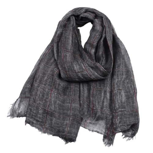 LIUPUUDLY Schal Herren Weiche Leichter Schal aus Baumwolle Mode Lang Halstuch Herrenschal (Schwarz)