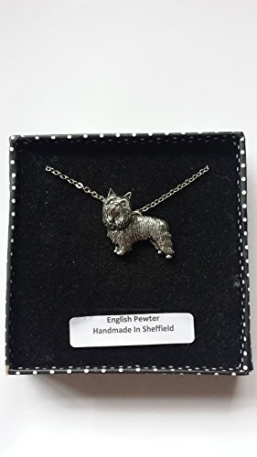 Pendentif Yorkshire Terrier en étain platiné avec chaîne de 45,7 cm pour femme