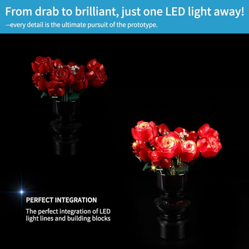 BrickSoul LED Light Kit for Lego Rose Bouquet Set 10328 - NO Blocks Included