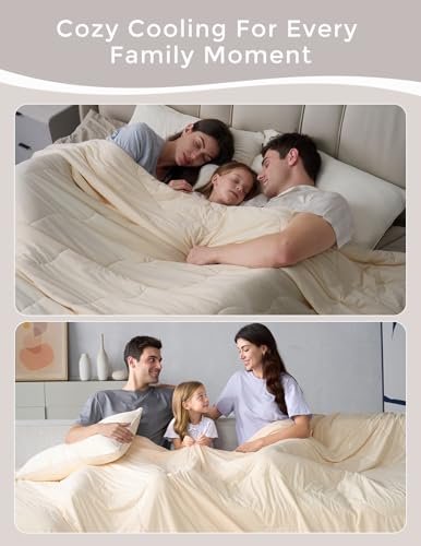 Momcozy Life CoolMurm Cooling Comforter for Hot Sleepers, Full/Queen 90"x90" Soft Breathable Pregnancy Cooling Blanket, 3-Second Cooling, 8 Hours+ Stay Cool All Night, Beige Yellow - image 9