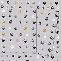 2 Sheets of Paw Print Wrapping Paper - Paws Gift Wrap - 70x50cm - Cat - Dog - Recyclable & Eco Friendly