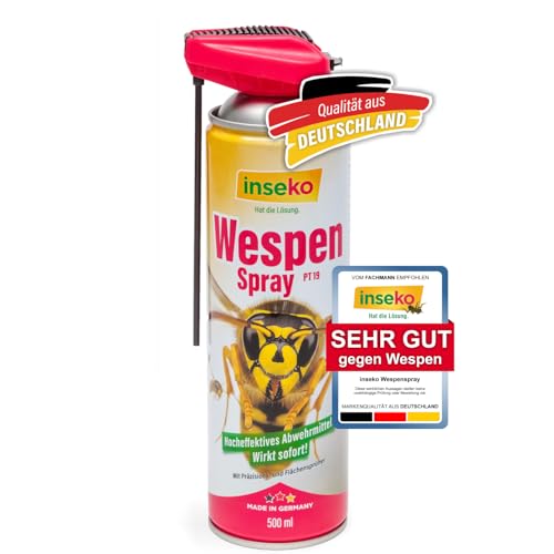 inseko Wespenspray mit Sprührohr 500ml - Profi Wespen-Abwehr Spray mit Sofortwirkung - Gegen Wespen & Wespennester - Schutz für Haus Garten & Terrasse (PT19) (500ml)