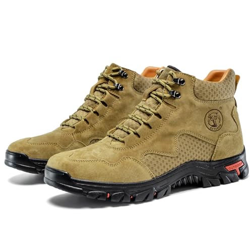 Image of FLYLAND Men's Chukka Boots Casual Leather Shoes Ankle Shoes Non Slip Breathable Comfortable Mid Top for Outdoor Driving Walking