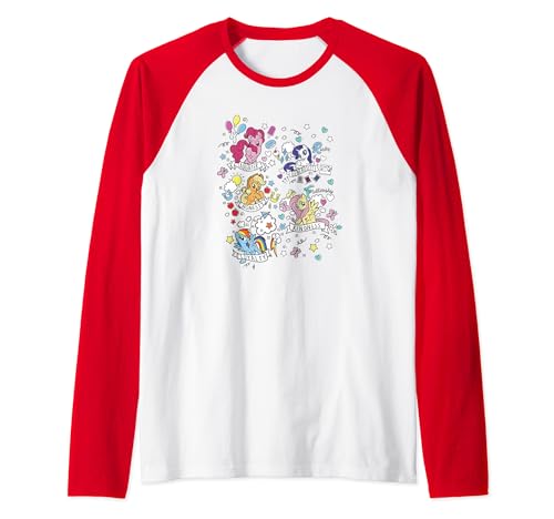 T-shirt My Little Pony raglan imprimé Textbook Jumble, haut baseball coton pour enfant et ado
