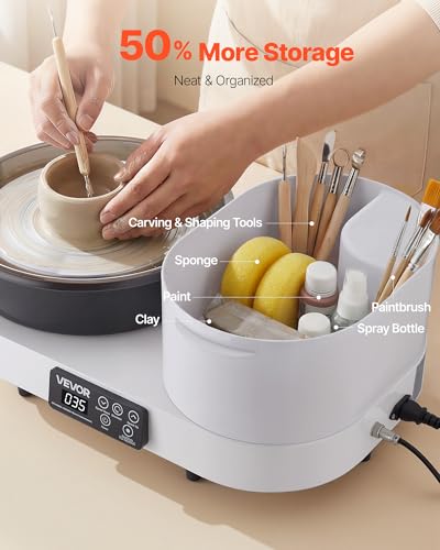 Image of VEVOR Pottery Wheel for Adults, 11 inch Aluminum Turntable, 450W Electric Table Top Pottery Wheel with Foot Pedal, 30-300 RPM Adjustable Speed, Aluminum Body, for Beginners, DIY Clay Art Craft, White