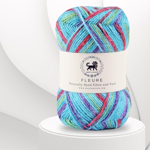 Image of Nestnhaven Acrowools Fleure Hand Knitting and Crochet Yarn. Pack of 1 Ball - 100gms. Shade no - NNHF (Multicolor21) | (500 Gm)