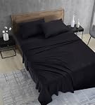 Home Beyond & HB design - Thermal Solid Bed Sheets Set Full or Double Size - 4-Piece Flannel Fleece Bedding Sheet Set with Deep Pocket - Super Soft Cozy Breathable, Black