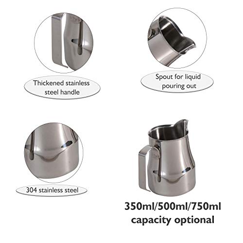yeacher Jarra para espuma de leite em aço inoxidável 304 Jarras para espuma de café com leite de 500