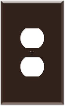 OVERSIZED Metal Outlet Cover, 1 Gang OVERSIZE Electrical Duplex Outlet Cover Plate, Outlet Wall Plate, One Gang Brown Wall Plug Cover - Steel Painted Brown - UL Listed, 5.5" x 3.5" - Made in USA