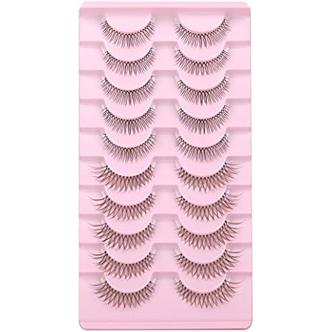 wiwoseo Eyelashes Natural Wispy Fluffy Cat Eyes Lashes Clear Band Lightweight 3D Effect 10MM 13MM Natural Volume Fake Eyelashes2 Styles Mixed 10 Pairs Pack Cover