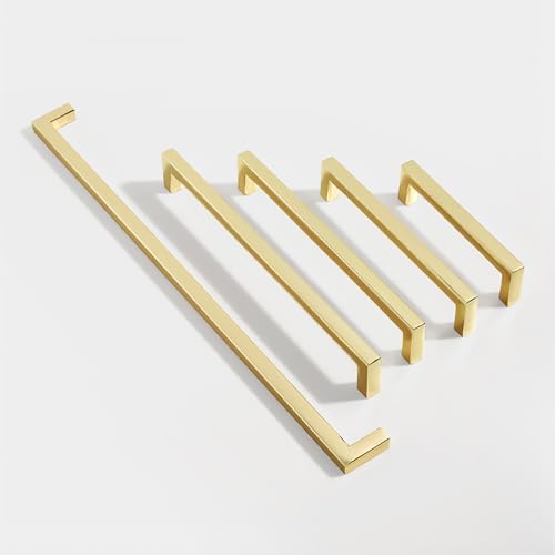 Fanruier 10 pezzi quadrati oro chiaro e argento maniglia porta armadio armadio cucina armadio mobili scarpiera maniglia in lega di alluminio (oro chiaro, 160 mm)