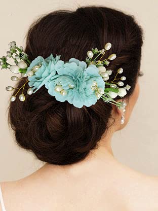 Hair Flare Women Artificial Flower Made Hair Accessories And HairPin- Rama Green, 2215