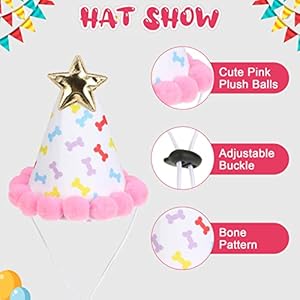   EXPAWLORER-Dog-Birthday-Outfit-Cute-Hat-Bandana-Scarf-and-Squeaky-Cake-Dog-Toy-for-Birthday-Party-Supplies-Gift-Great-Party-Decorations-for-Small-Medium-Large-Dogs-Girl-Pink