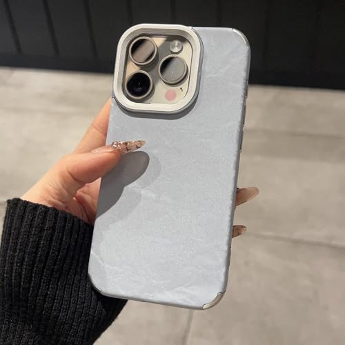 Coque antichoc iPhone 15 en silicone souple et cuir bleu robuste