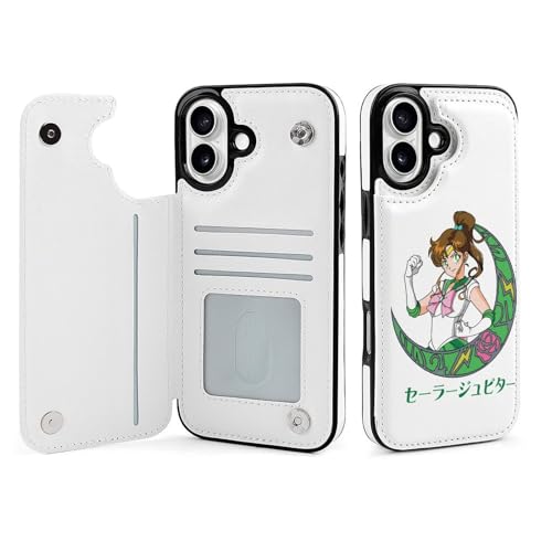 iPhone16Plus用ケース 手帳型 美少女戦士セーラームーン セーラージュピター スマホケース 財布型 アイフォン16Plus用ケース おしゃれ 軽量 背面 携帯カバー カード収納 スタンド機能 PUレザー 耐衝撃