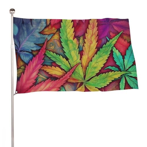 Drapeau feuille de mauvaises herbes multicolore de 90x150 cm pour la décoration extérieure