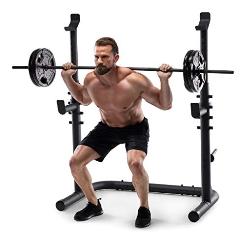 Weider XRS 20 Olympic Workout Bench with Independent Squat Rack and Preacher Pad