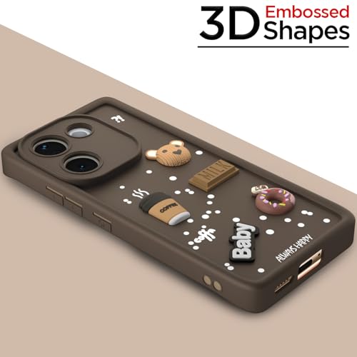 Image of Pikkme Bumper Case for Vivo T3 Pro 5G / iQOO Z9s Pro 5G | Cute Fun Cartoon 3D Bear Silicone Full Body Protection Back Cover (Brown)