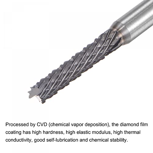 Image of uxcell End Mill CNC Router Bits, 2.5mm x 12mm 1 /8 inch Shank Diamond Film Coated Carbide Engraving Bit Milling Cutter Left Hand for PCB Plastic Fiber Wood 5pcs