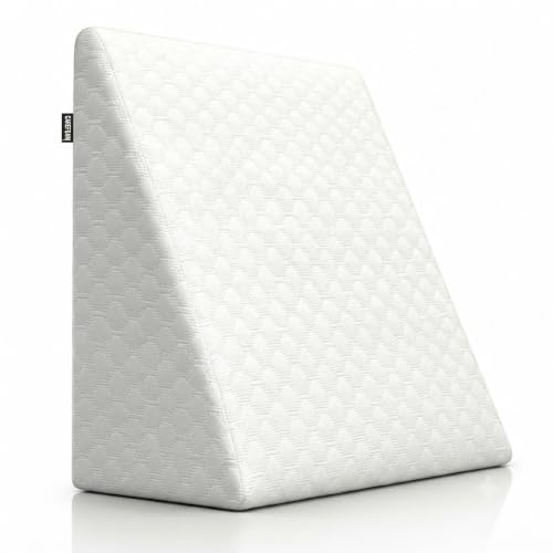 CareFoam Memory Foam Wedge Pillow for Bed | 2 Years Warranty | Orthopedic Bed Wedge Cushion for Back Support, Acid Reflux, GERD, Snoring & Leg Elevation|18 x 18 x 10 Inch|White