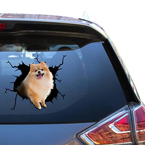 Camellia Print Pomeranian Dog Gifts - Calcomanía de Pomeranian Kawaii Troquelada para vehículo de parachoques
