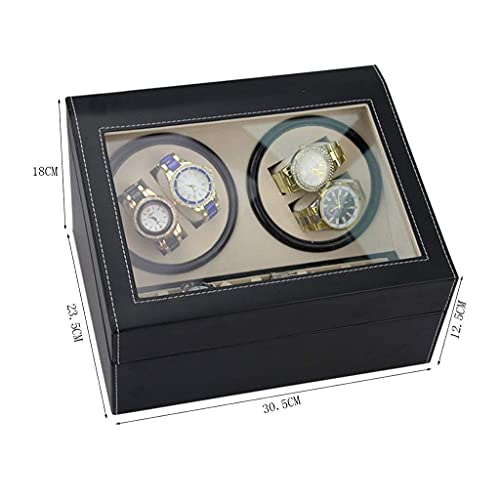 Bobinador de relojes automático 4+6 en pintura de piano con interior de cuero PU negro y motor 5