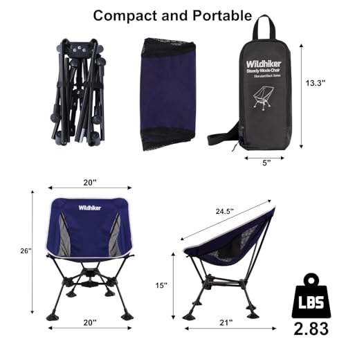 Wildhiker SteadyMode Compact Folding Camping Chair, Go-Anywhere - Blue
