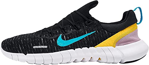 Nike Free Run 5.0 Men's Road Running Shoes (Black/Chlorine Blue, us_Footwear_Size_System, Adult, Men, Numeric, Medium, Numeric_8_Point_5)