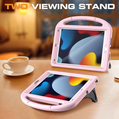 Image of Kids Case for iPad 9th /8th /7th Generation, iPad 10.2 Kids Case with Built-in Screen Protector, Durable Shockproof Handle Stand Protective Cover for iPad 10.2 Inch 2021 /2020 /2019, Light Pink