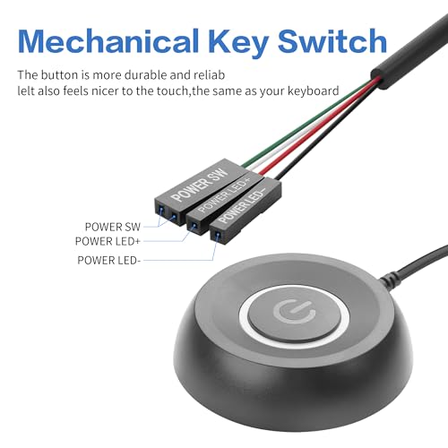 Image of YAODHAOD PC Power Button Desktop, Desktop Computer External Power Switch,PC Power Supply Button SW Extension for Computer Motherboard-2M (Black)