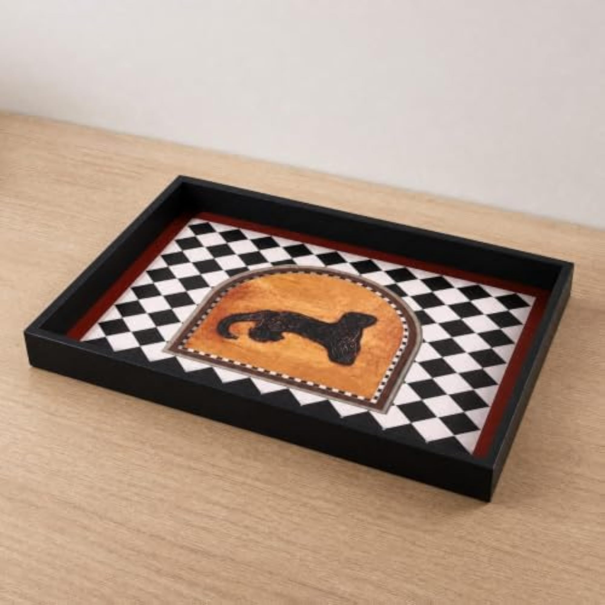 Multipurpose Rectangular Wooden Tray with Raised Sides