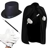 Kids Magician Costume Toy Kit Set for Boy and Girls with Top Hat, Cape, Magic Wand, and White Gloves for Magic Tricks Show and Halloween Costume | Great Gifts For Toddler and 6-8 9-12 year old Kids