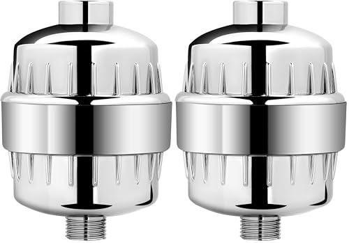 Image of AquaBliss High Output Universal Shower Filter with Replaceable Multi-Stage Filter Cartridge - Transform Itching, Eczema & Acne into Glowing Hair, Nails & Skin Fast - Chrome (SF220) (Pack of 2)