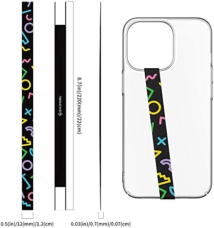 Sinjimoru Stylish Silicone Cell Phone Strap as Phone Grip Holder, Wireless Charging Compatible Slim Phone Charm for Apple iPhone & Phone cases. Sinji Loop Motive Graphics Neon Black