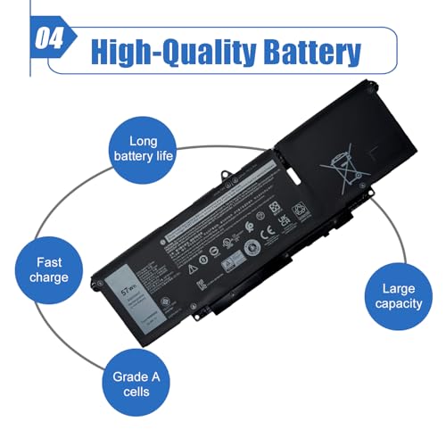 Image of 57Wh WW8N8 Laptop Battery Replace for Dell Latitude 7340 7350 7440 7450 7640 7650 Series 66DWX 86D0Y FH97R 0HYH8 0CTJJ6 11.4V 4878mAh