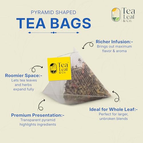 Image of Tealeaf & Co. Butterfly Pea Herbal Tea Bags Blended with Fresh Herbs - Herbal Tea with Butterfly Pea Flower - Contains Low Caffeine - Gluten Free - 50Teabags (3.52oz /100gm)