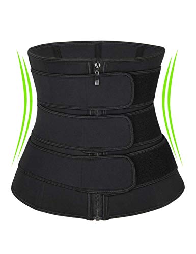 coastal rose Waist Trainer Belt for Women Waist Cincher Trimmer Slimming Body Shaper Belt Black L