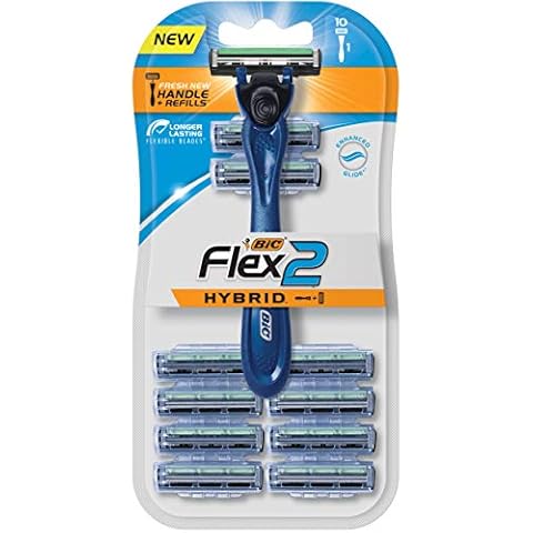 BIC Flex 2 Hybrid Men's Razor with 10 Cartridges Cover