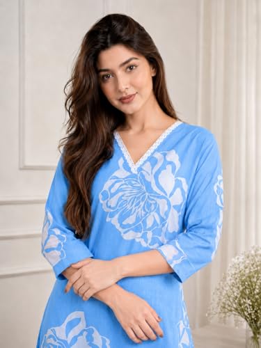 Image of Celary Women's Kurtas & Kurtis|Printed Straight Kurti with Palazzo Pants|Ethnic Kurti Set for Woman|Casual Suit Set for Women with Size S to 3XL|Stylish Dress for Woman