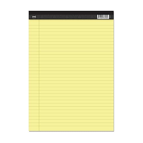 Rhino A4 Legal Pad, 100-Page / 8mm Lined with Margin, 1-Pack, Yellow Notepad Writing Paper, Office & Stationery Supplies