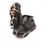 晨陽小店 チェーンスパイク 軽量 24本爪 アイゼン 登山 ブラック 3秒着脱 Lサイズ:25.0〜26.5cm 凍結道路 滑り止め 雪山 登山 ハイキング 穴釣り 磯釣り 沢登り 転倒防止 収納袋付き 男女兼用