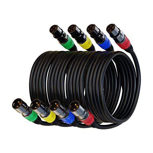 Auxlink Xlr Cables, Xlr Microphone Cable 10 Ft 4 Pack, Gold-Plated 3-Pin Xlr Speaker Cable Male To Female Balanced Mic Cable #TOP4